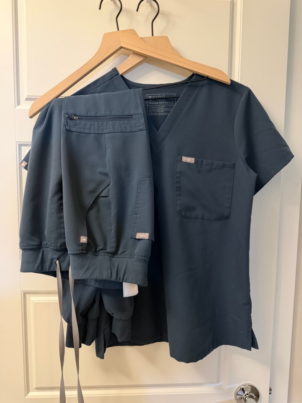 Figs Dark Harbor V-Neck Scrub Top and Drawstring Pants